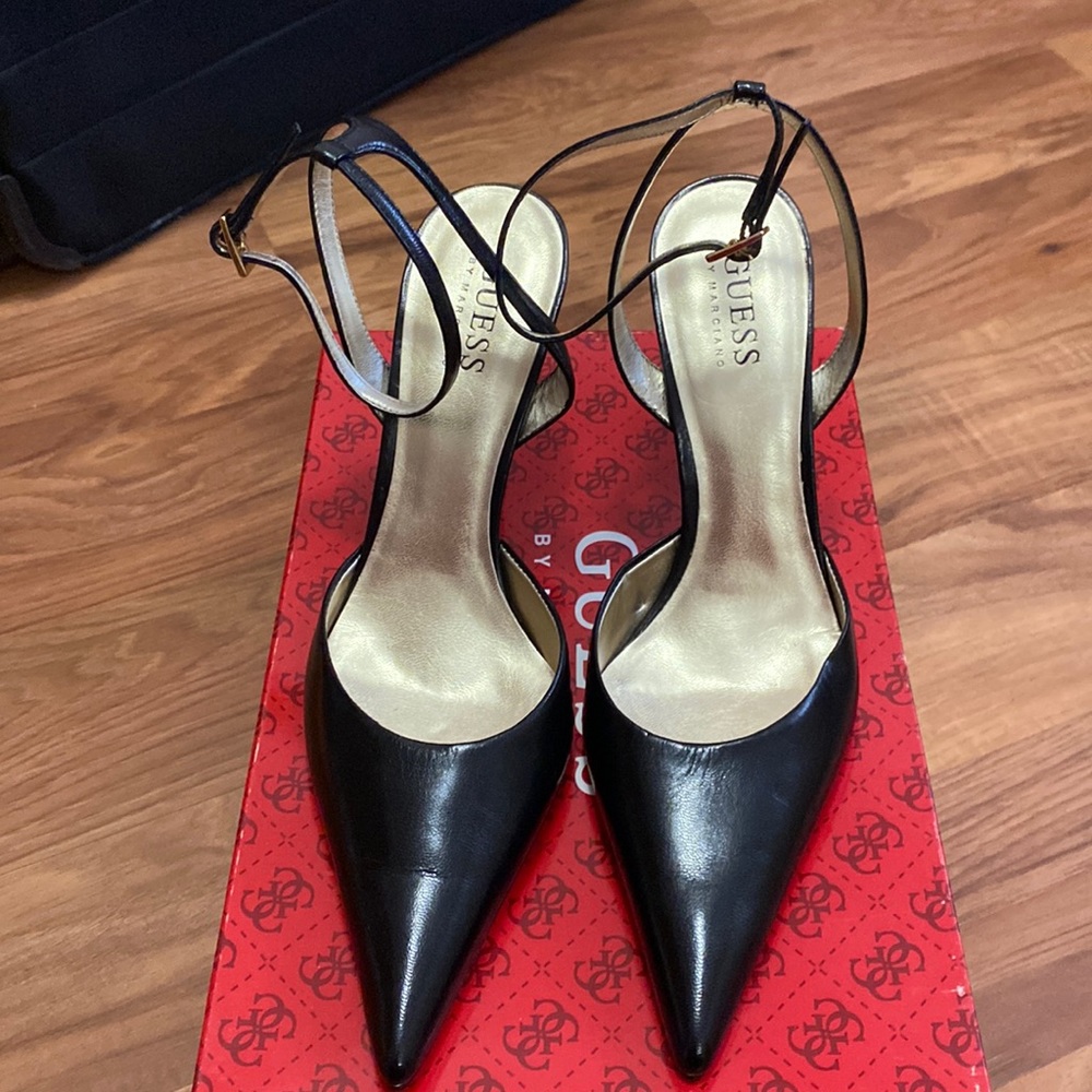 Guess Black Leather Heels